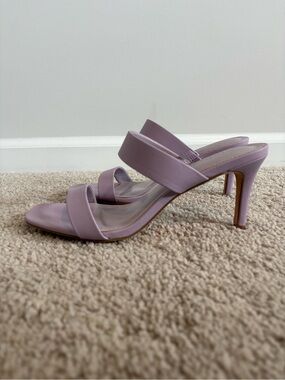 Women's Lilac Double-Strap Heeled Sandals Size 8 Feminine Girly Pop Heels